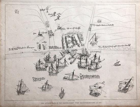 C.J. Smith The Attack made by the French Fleet upon Brighthelmstone, AD1545 10 x 12.75in., unframed